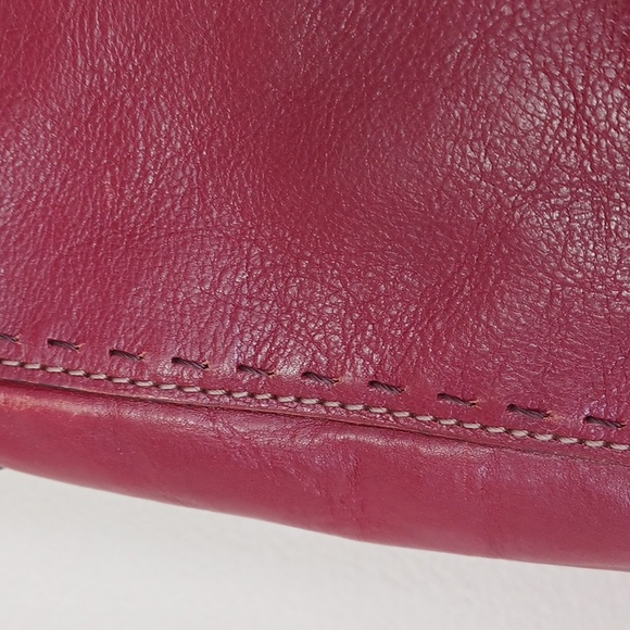 Vintage Fossil Red Genuine Leather One Strap Shoulder Bag 10.5X9.5x4 - Picture 4 of 16